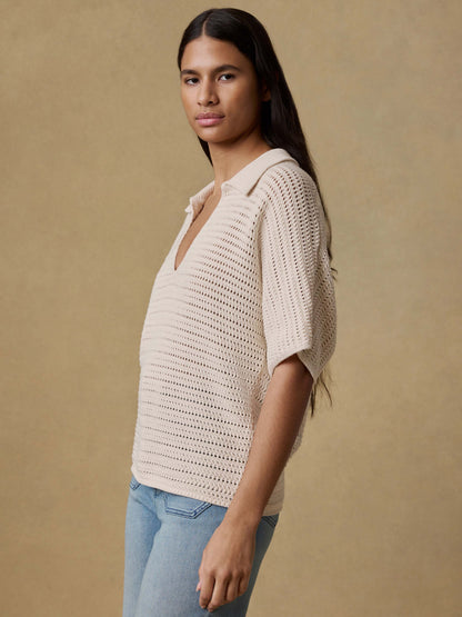 Seacoast Crochet Polo - Cream