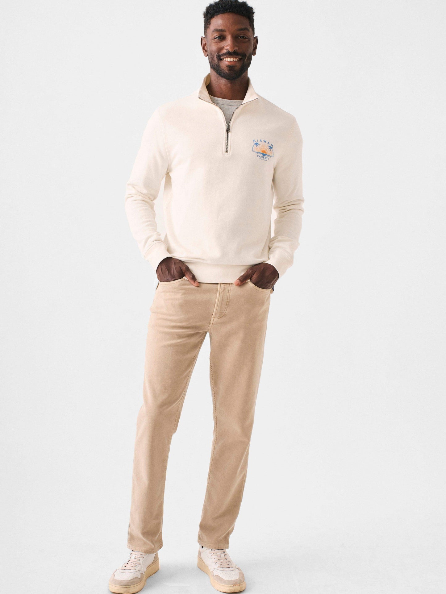 Kiawah Long-Sleeve Terry Quarter-Zip - Solar White