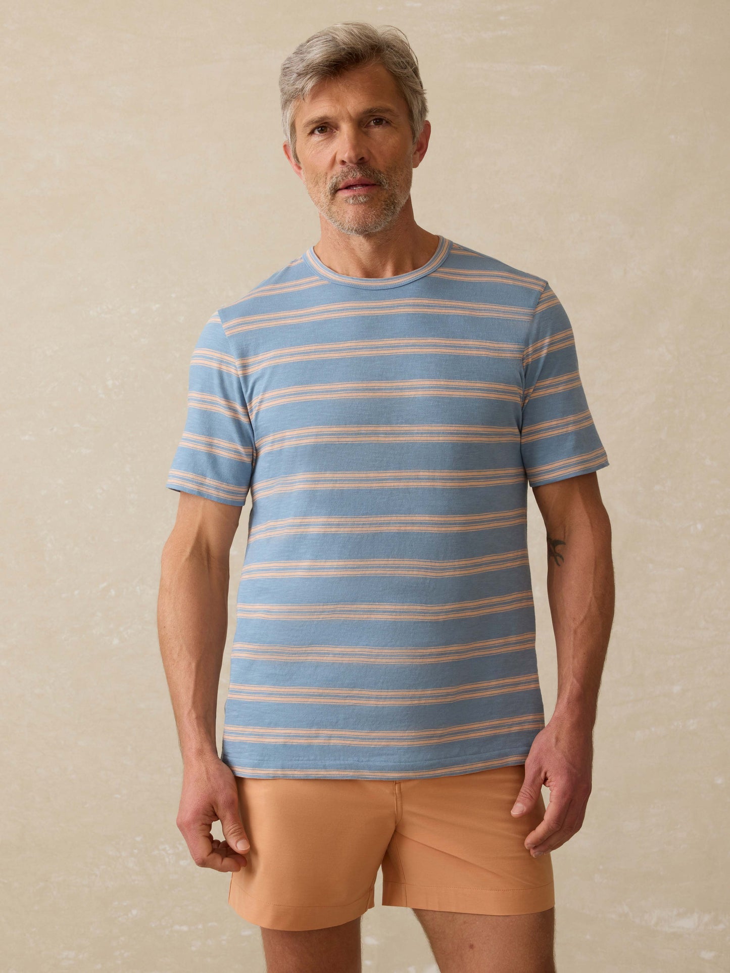 Sunwashed Regenerative Tee - Coast Coral Stripe
