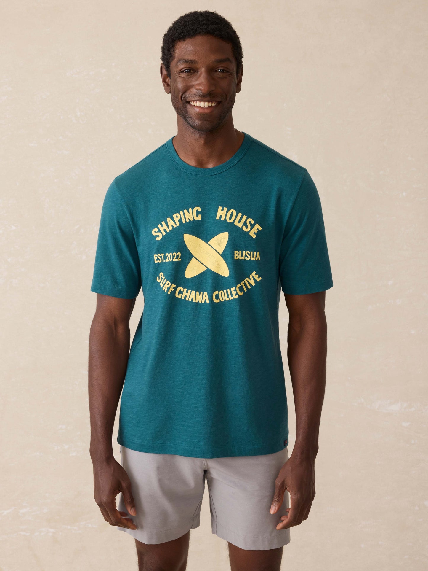 Surf Ghana Short-Sleeve Shaping House Graphic Tee - Agona Green