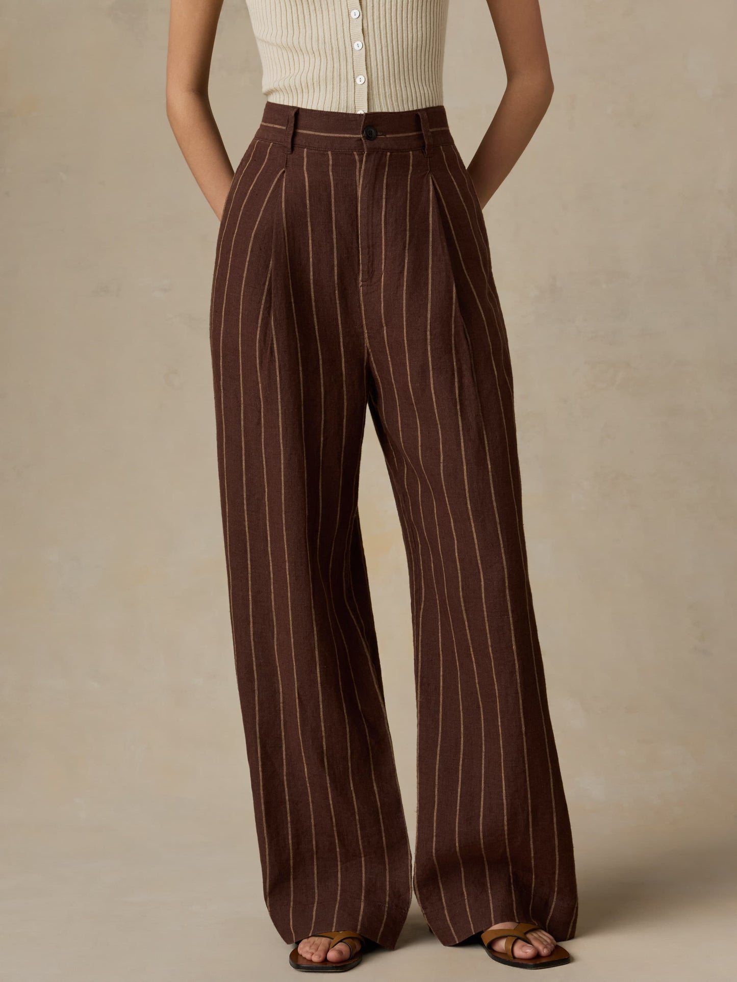 Sun Strider Linen Pleated Pant - Harbor Line Stripe