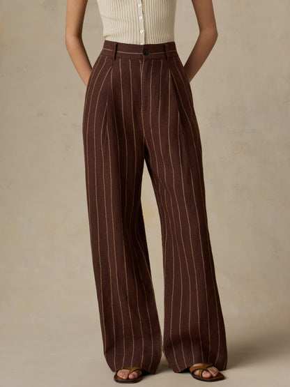 Sun Strider Linen Pleated Pant - Harbor Line Stripe