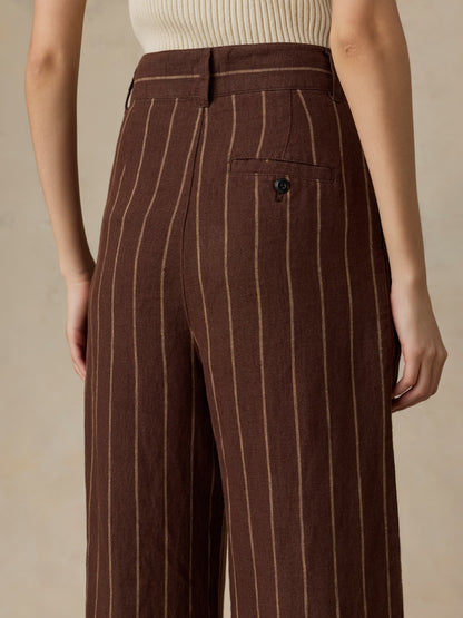 Sun Strider Linen Pleated Pant - Harbor Line Stripe