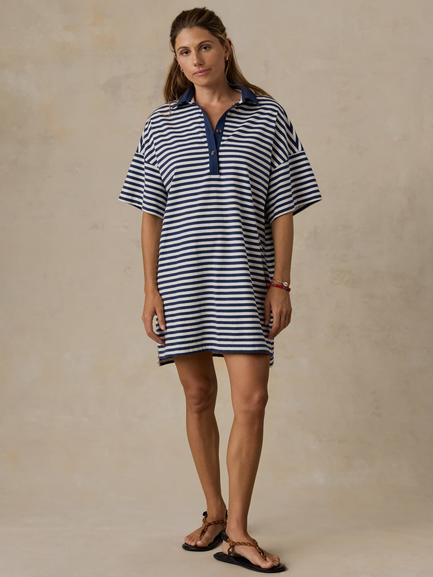 Recycled Cotton Knit Dress - Shadow Bay Stripe