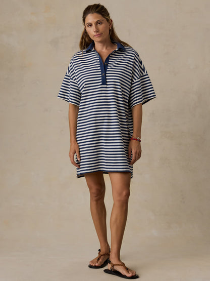 Recycled Cotton Knit Dress - Shadow Bay Stripe