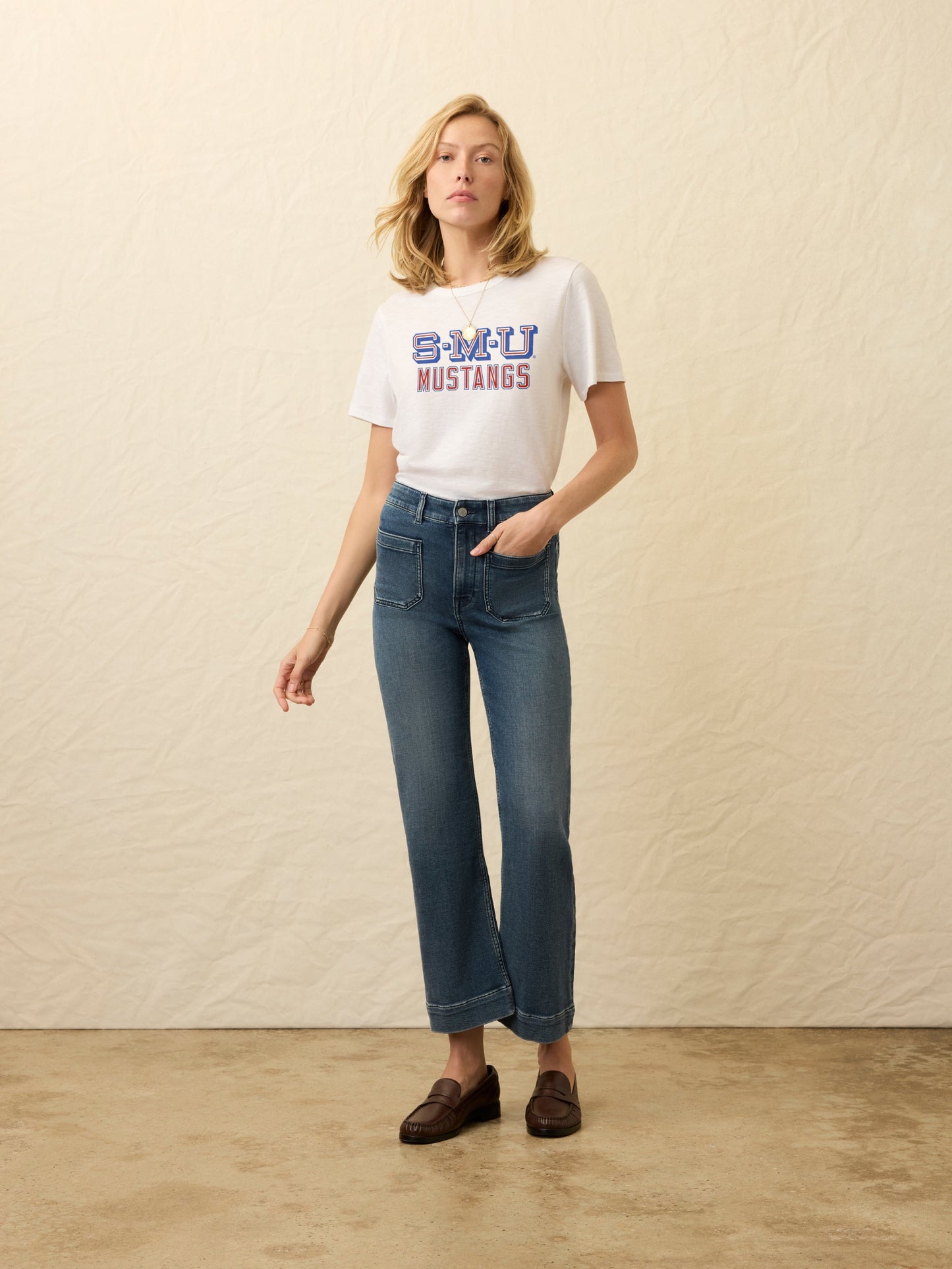 Southern Methodist University Sunwashed Essential Tee - White