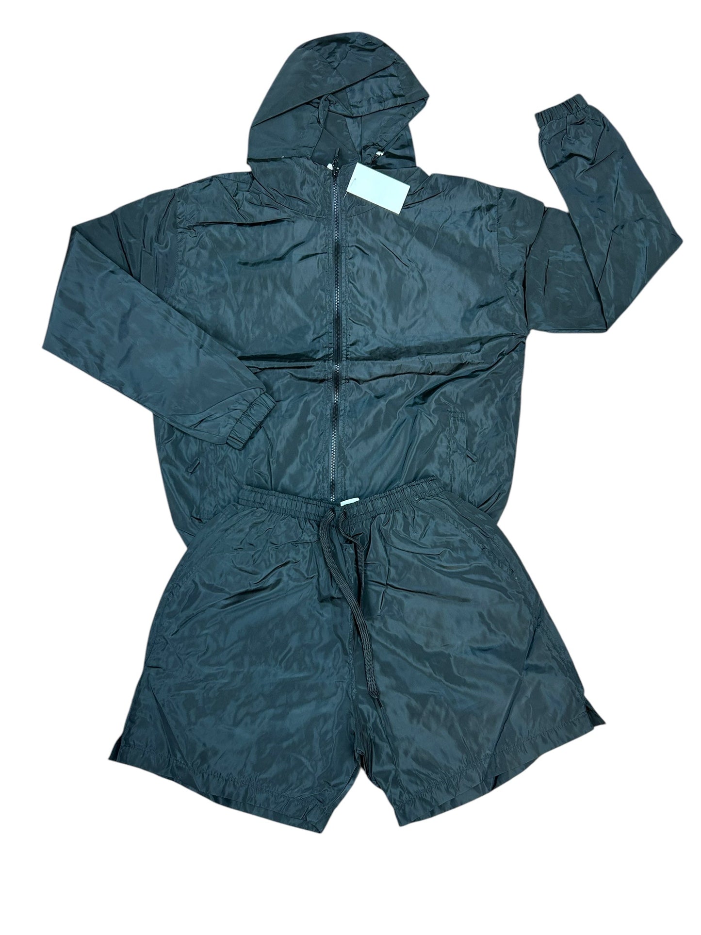 Windbreaker Jacket and Shorts Set Grey