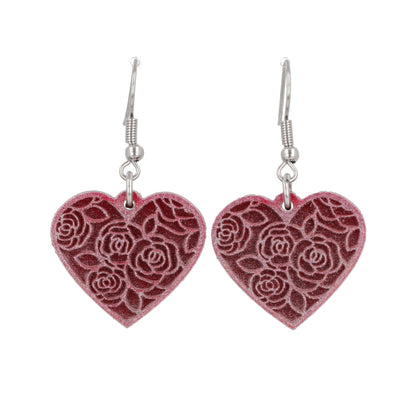 Rose Bouquet Heart Earrings