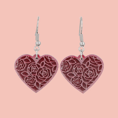 Rose Bouquet Heart Earrings