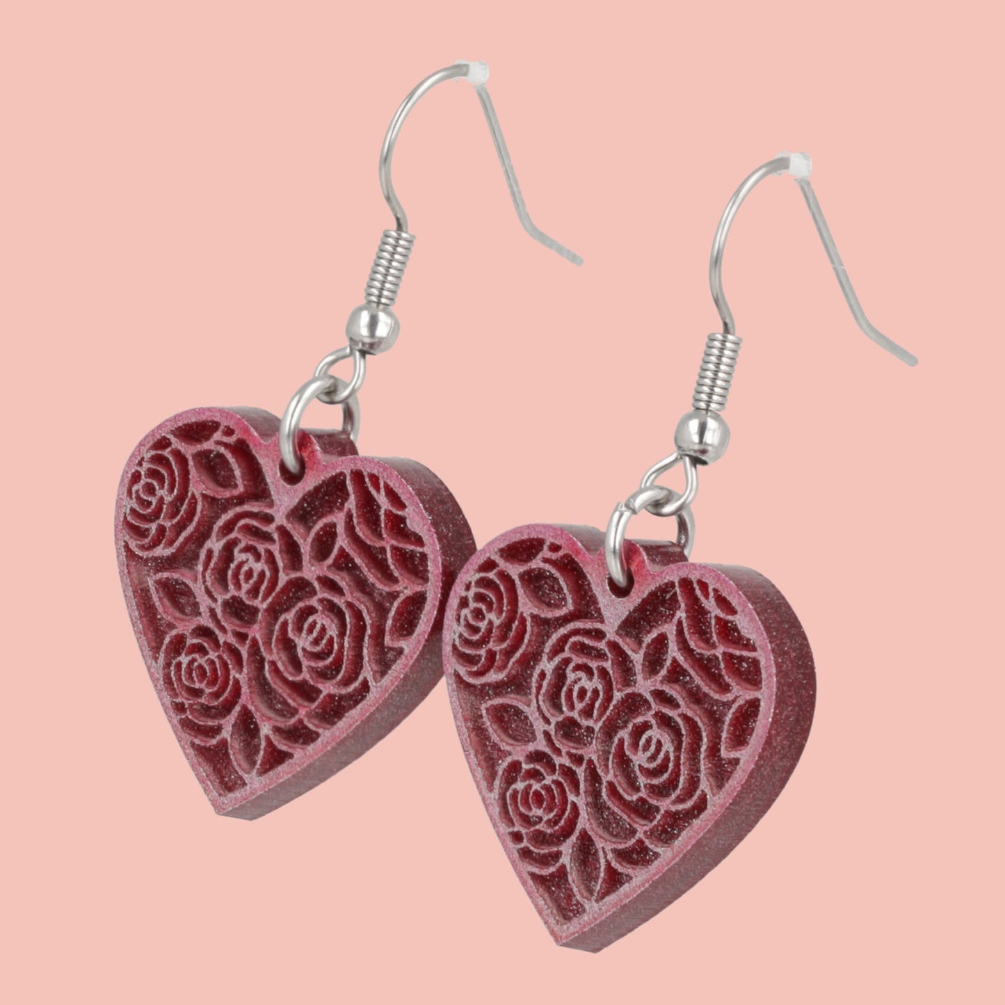 Rose Bouquet Heart Earrings