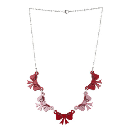 Red and Pink Bow Bunting Necklace