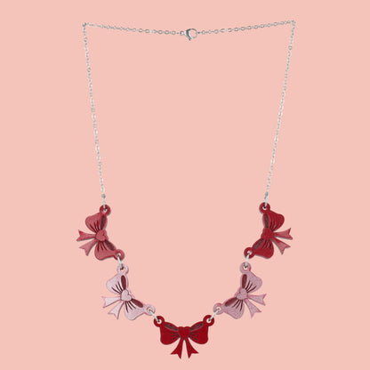 Red and Pink Bow Bunting Necklace