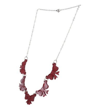 Red and Pink Bow Bunting Necklace