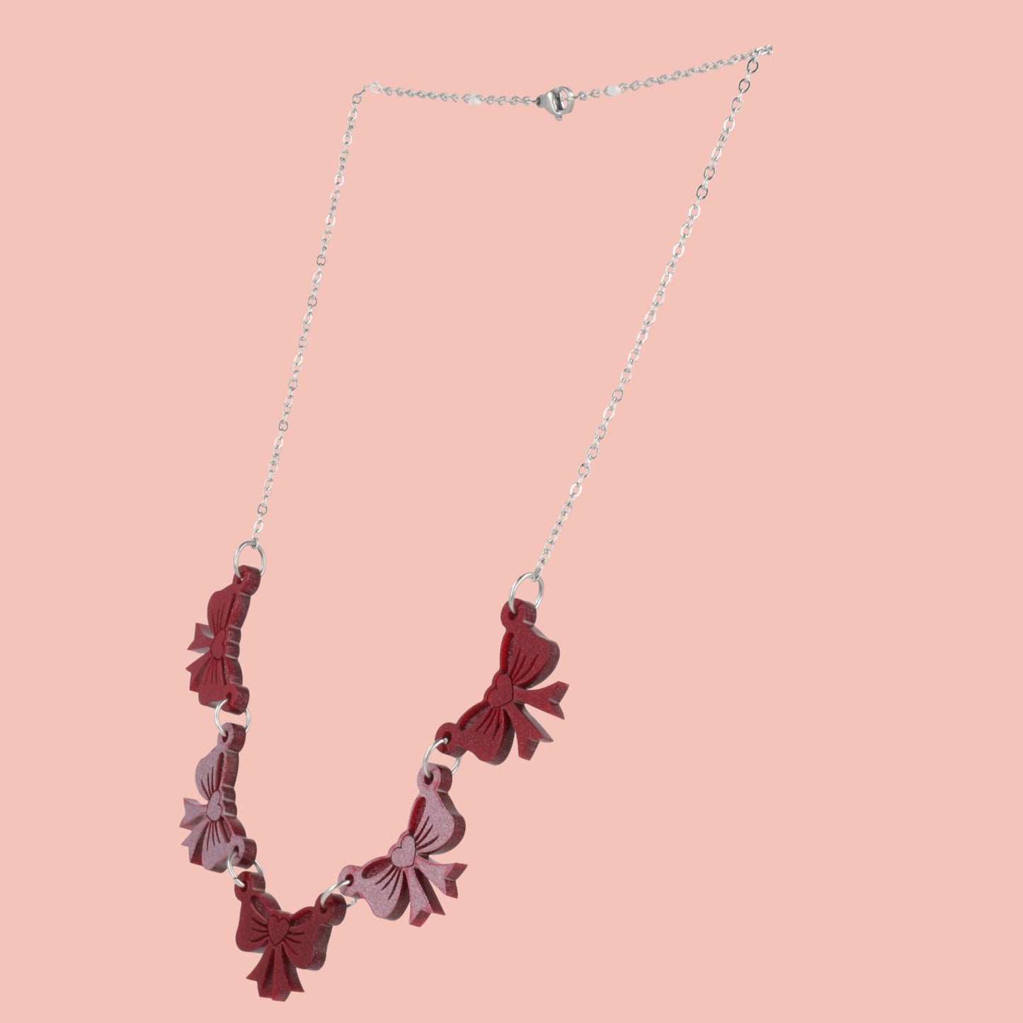 Red and Pink Bow Bunting Necklace