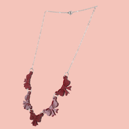 Red and Pink Bow Bunting Necklace