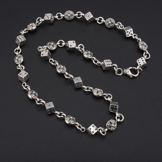 Chrome Hearts Necklace Dice Cross Vintage Cross Flower Men's and Women's Necklaces