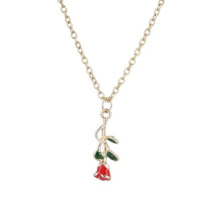 Red Enchanted Rose Necklace