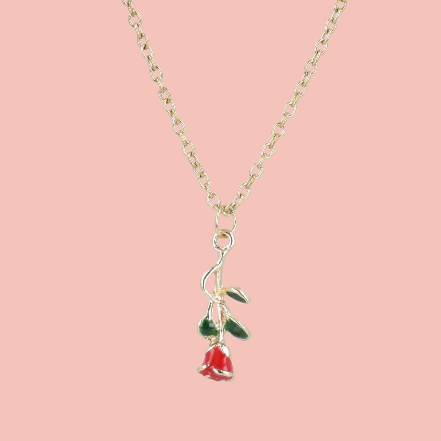 Red Enchanted Rose Necklace