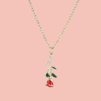 Red Enchanted Rose Necklace