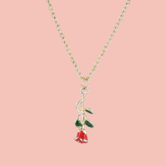 Red Enchanted Rose Necklace
