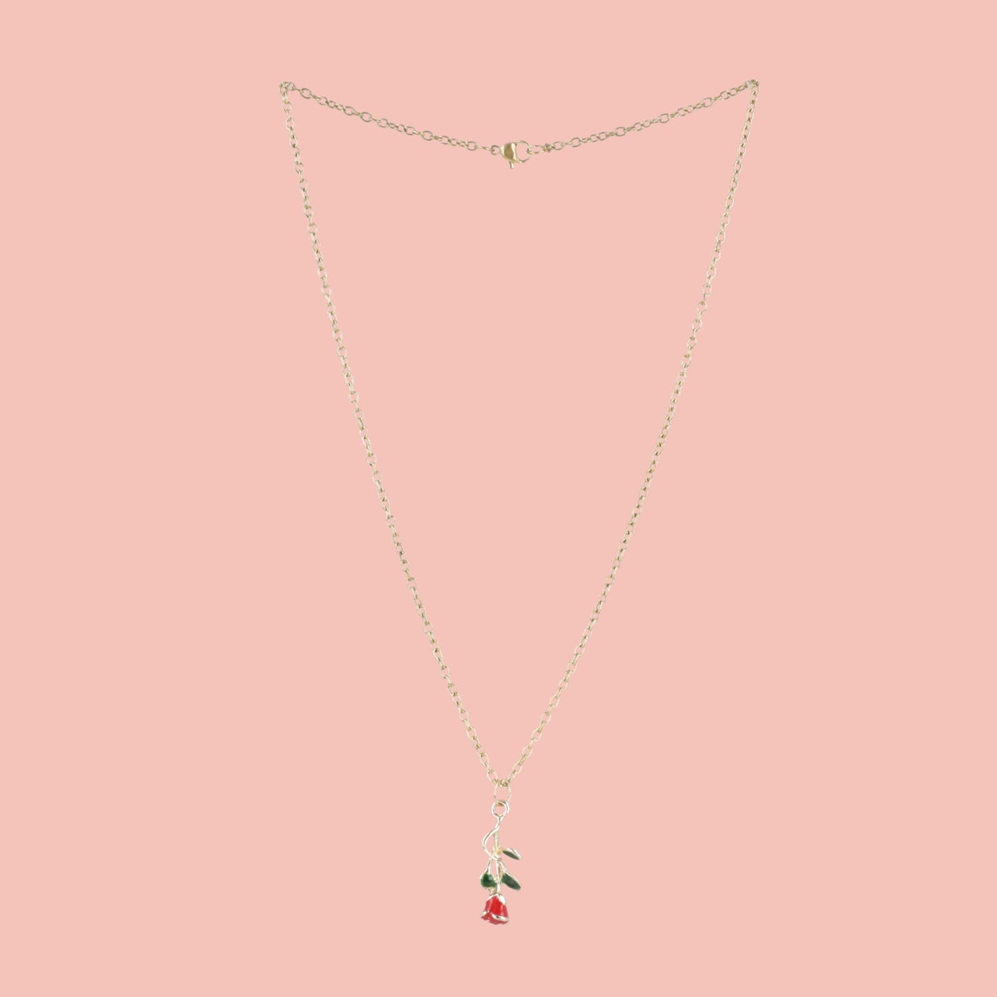 Red Enchanted Rose Necklace