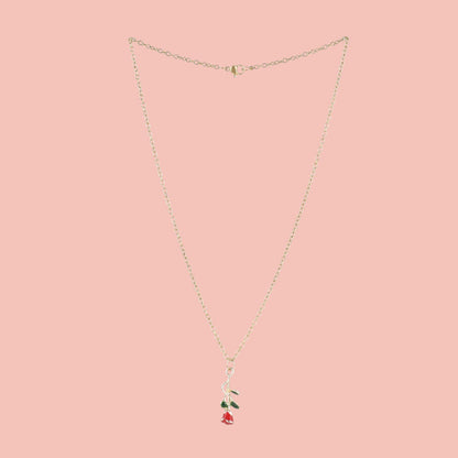 Red Enchanted Rose Necklace
