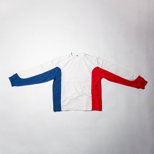 White long sleeve with red and blue panel Size L