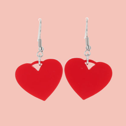 Red Heart Mini Drop Earrings