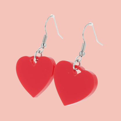 Red Heart Mini Drop Earrings