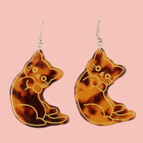 Purr-fectly Adorable Tortie Cat Earrings