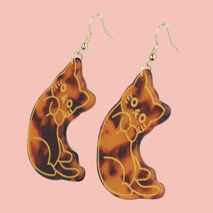 Purr-fectly Adorable Tortie Cat Earrings