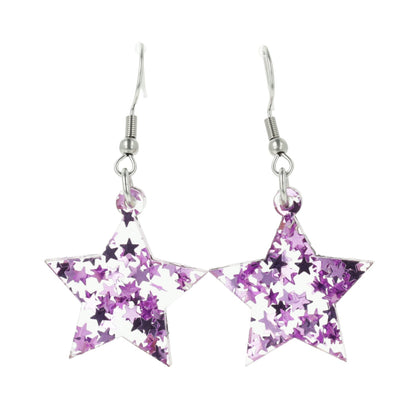 Purple Stellar Confetti Star Earrings