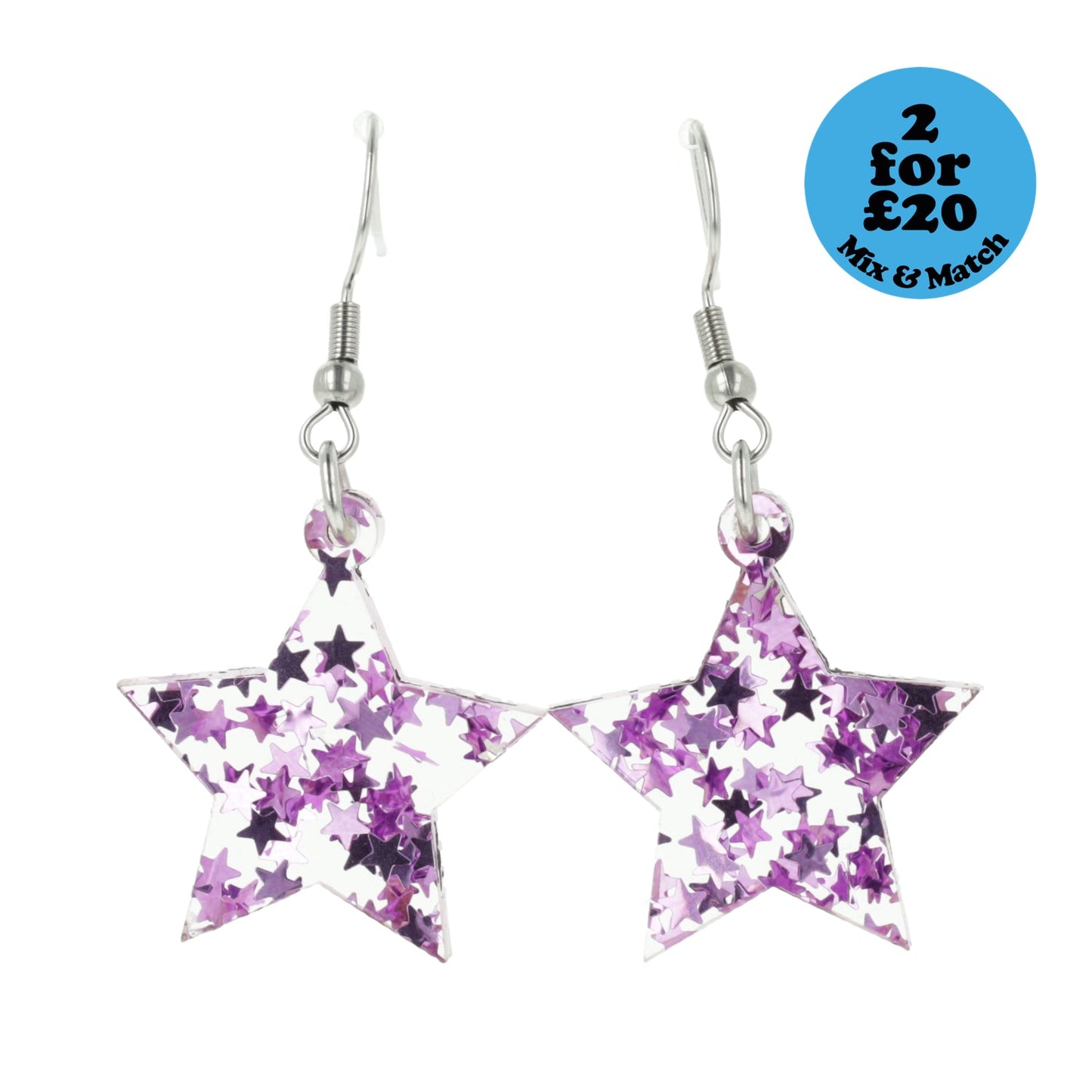 Purple Stellar Confetti Star Earrings