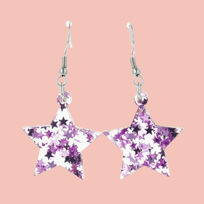 Purple Stellar Confetti Star Earrings