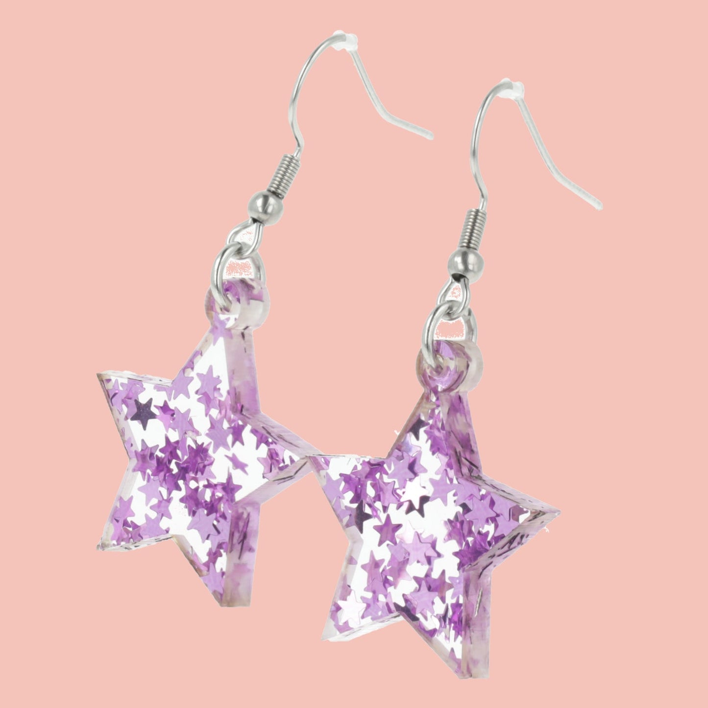 Purple Stellar Confetti Star Earrings