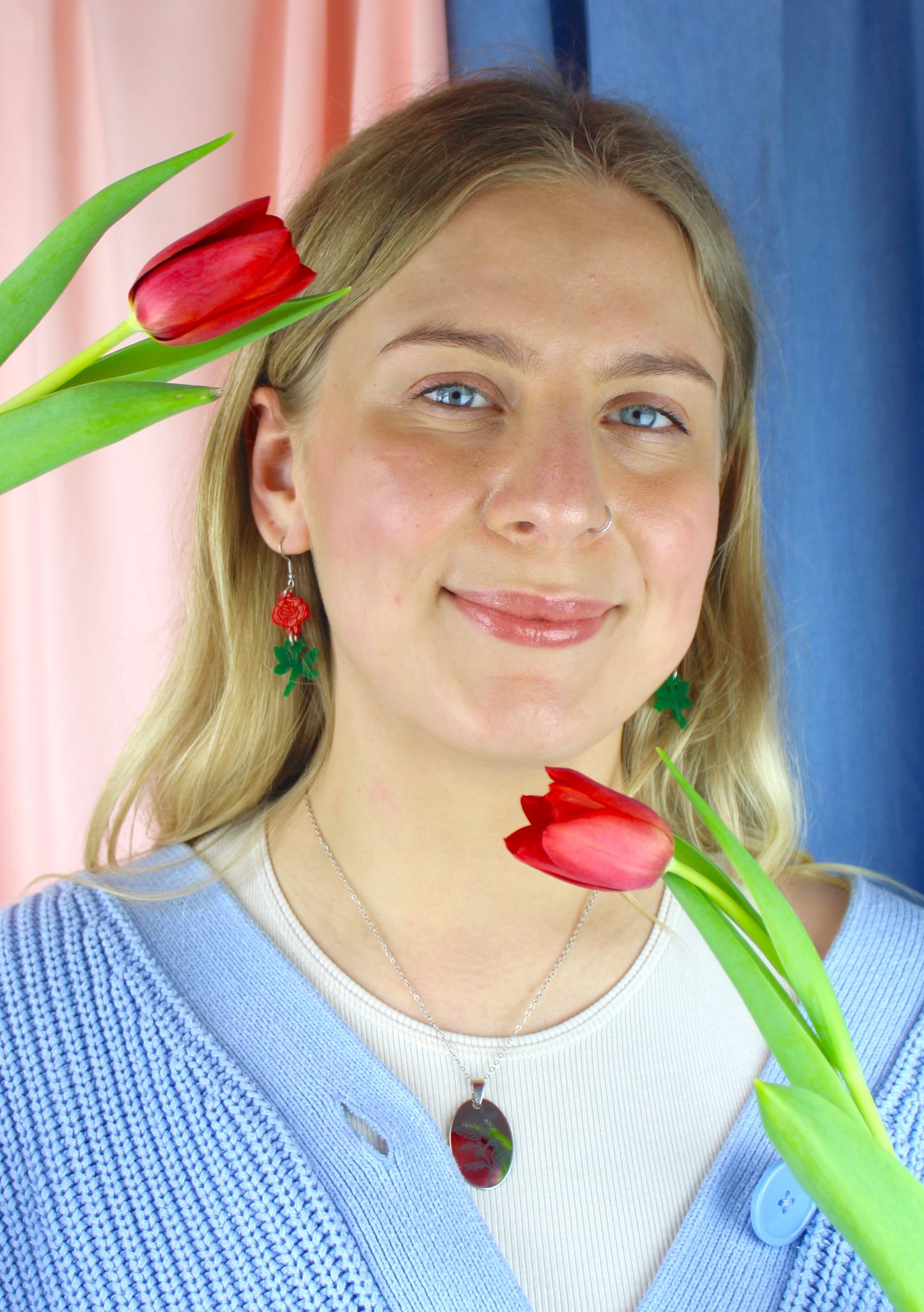 Red Rose Earrings