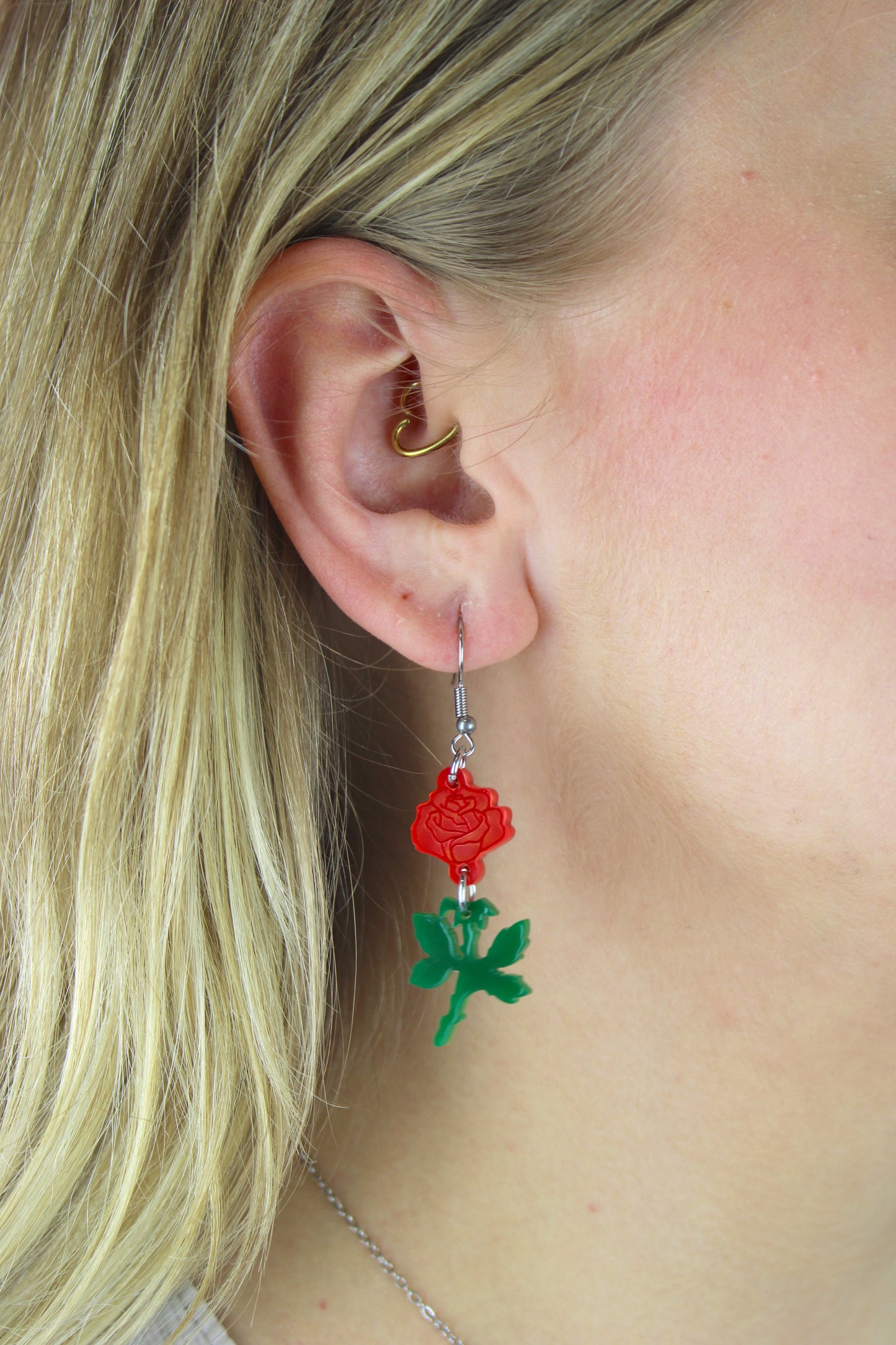 Red Rose Earrings