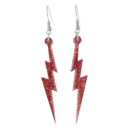 Red Glitter Lightning Bolt Earrings
