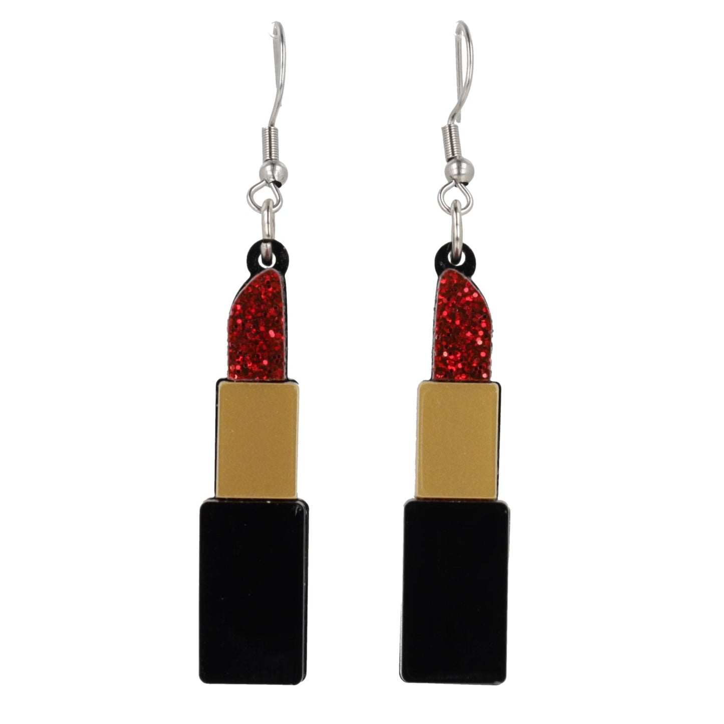 Red Glitter Lipstick Earrings
