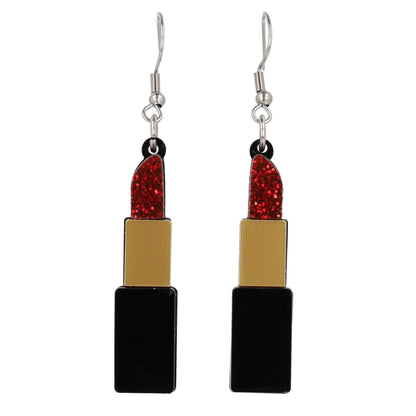 Red Glitter Lipstick Earrings