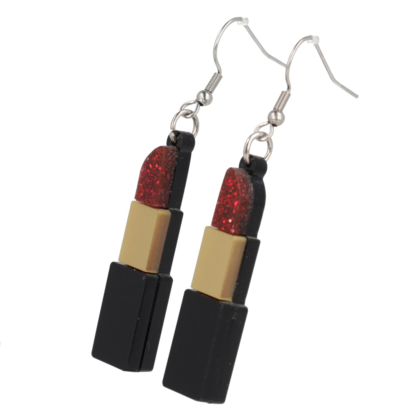 Red Glitter Lipstick Earrings