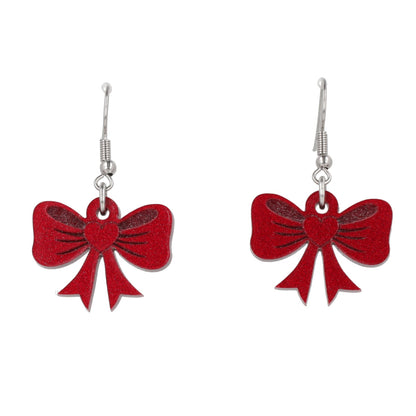 Red Heart Bow Earrings