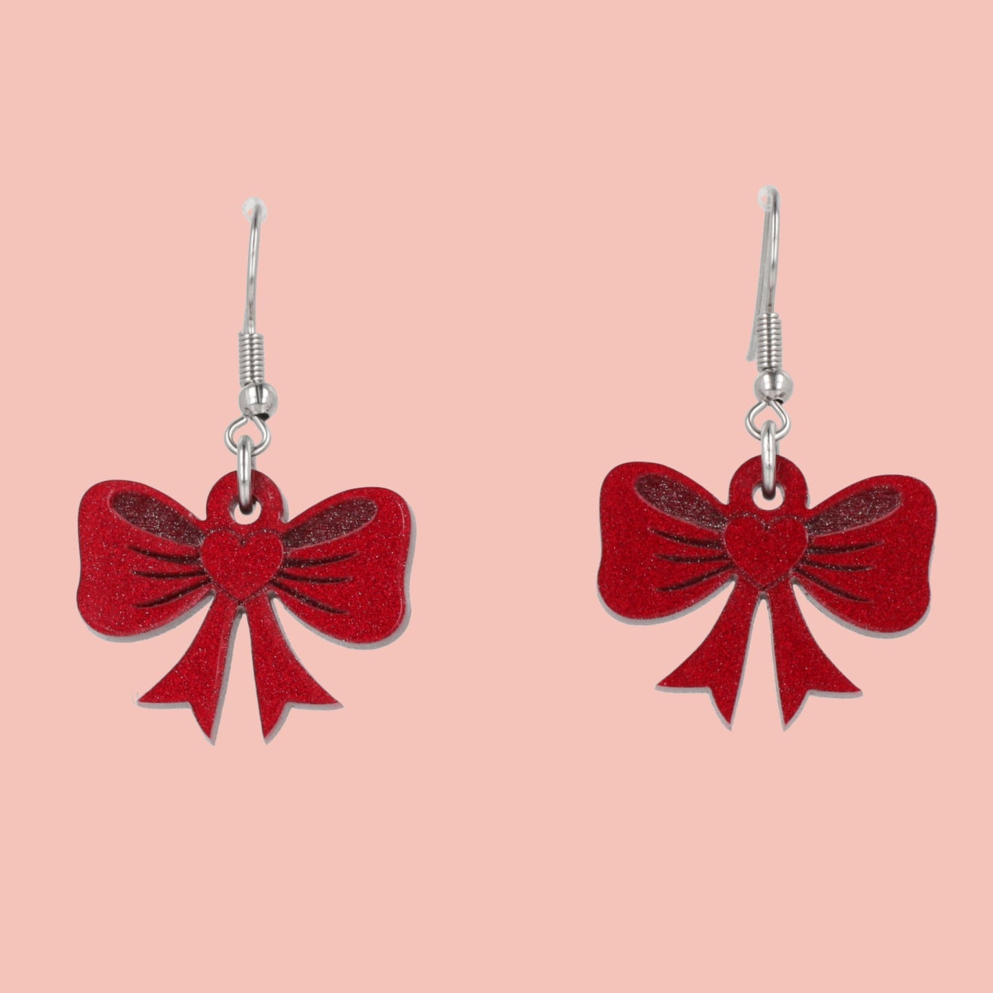 Red Heart Bow Earrings