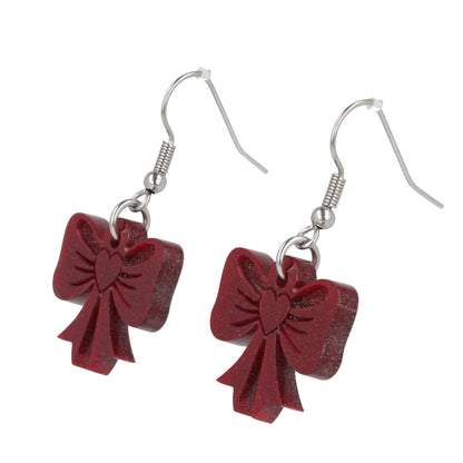 Red Heart Bow Earrings