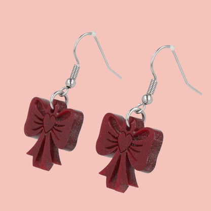 Red Heart Bow Earrings