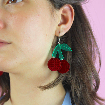 Red Disco Cherry Earrings