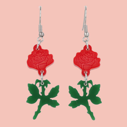 Red Rose Earrings