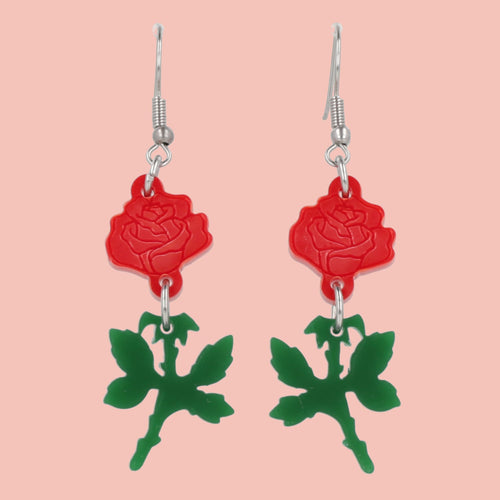 Red Rose Earrings