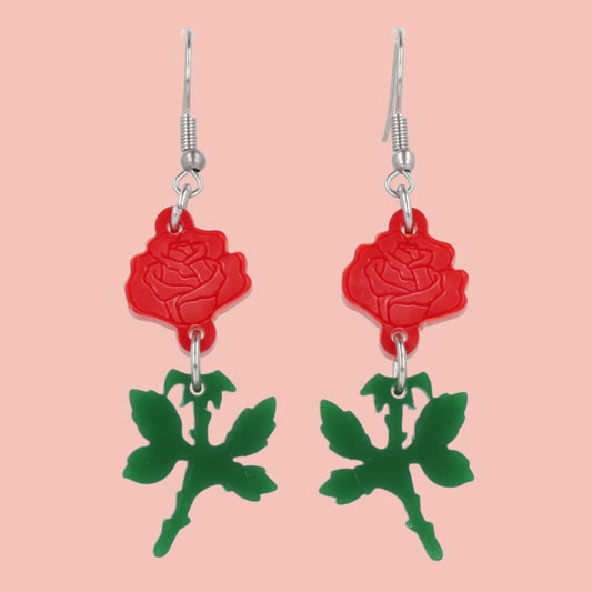Red Rose Earrings