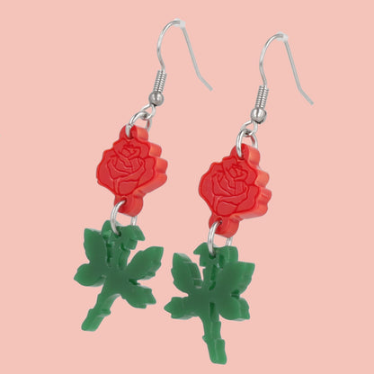 Red Rose Earrings